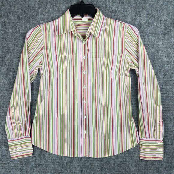 J.Crew Shirt Womens 2 Button Up Striped Stretch Business Career Office Formal - Picture 1 of 11